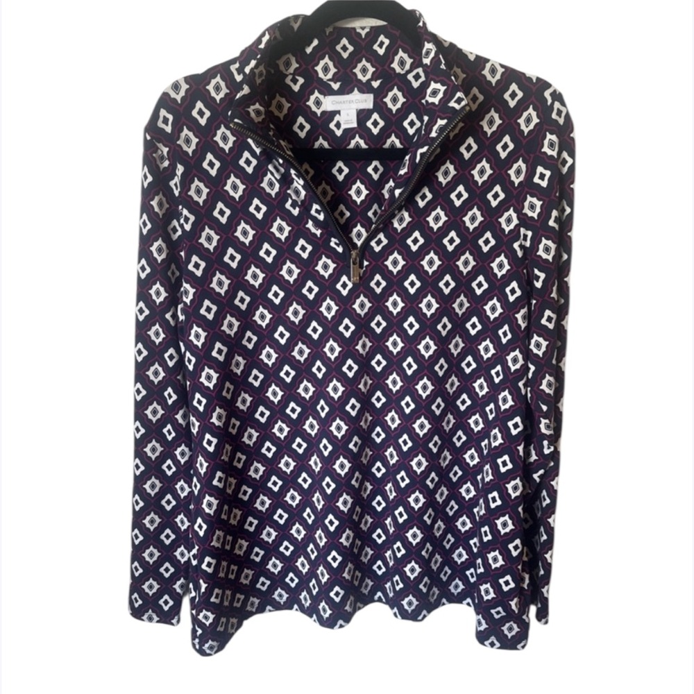 Charter Club printed long sleeve top size L colour combo